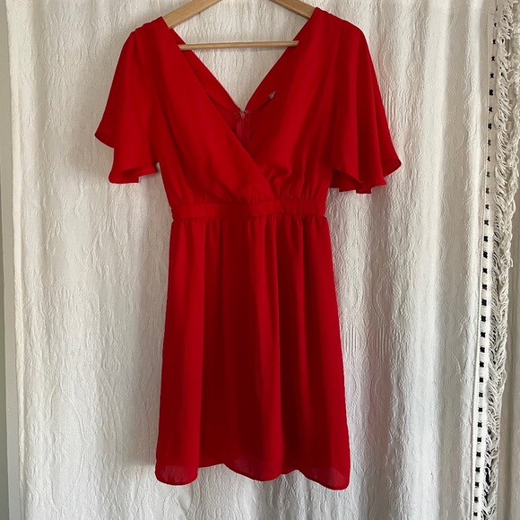 Asos Red Flowy A-line Mini dress - Picture 1 of 7